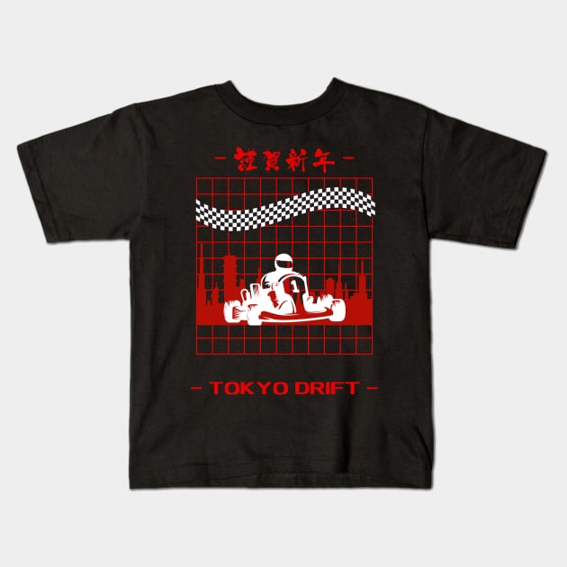 Tokyo Drift Karting Design Kids T-Shirt by JDJ Designs